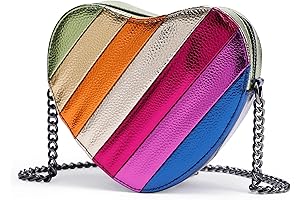 Rainbow Purse: Heart-Shaped Crossbody Bag in Shimmering PU Leather