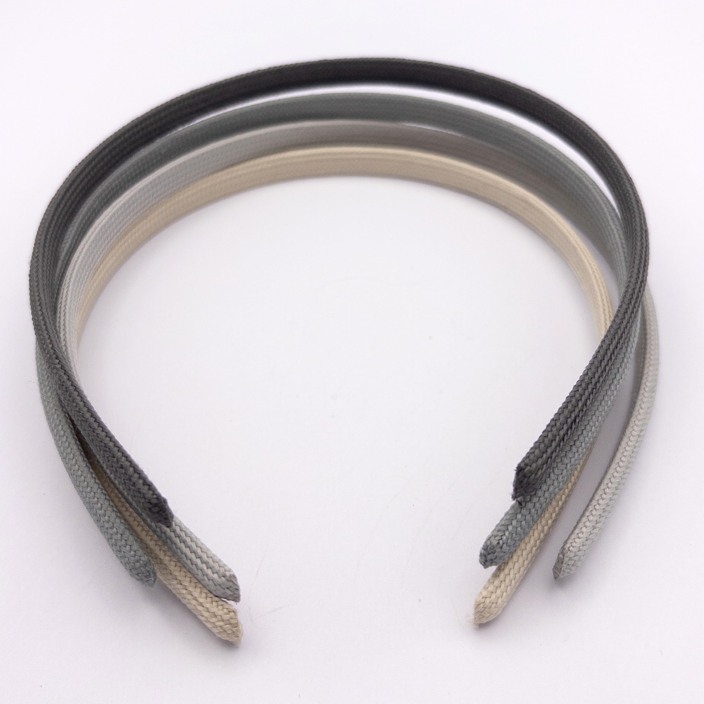 Heliums Thin Headbands - Grey - 8mm Fabric Covered Plastic Hairbands,4 Count, Skinny Alice Bands, 4 count (Pack of 1) - Image 3