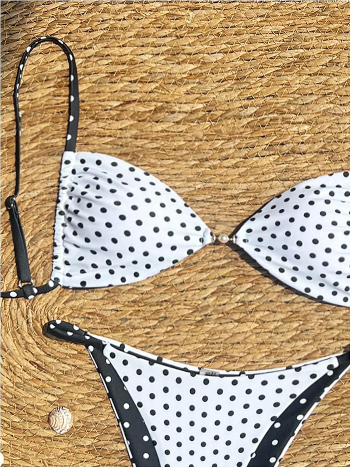 Milumia Women's 2 Piece Polka Dots Bikini Set Halter String Triangle Swimsuits Swimwear - Image 4
