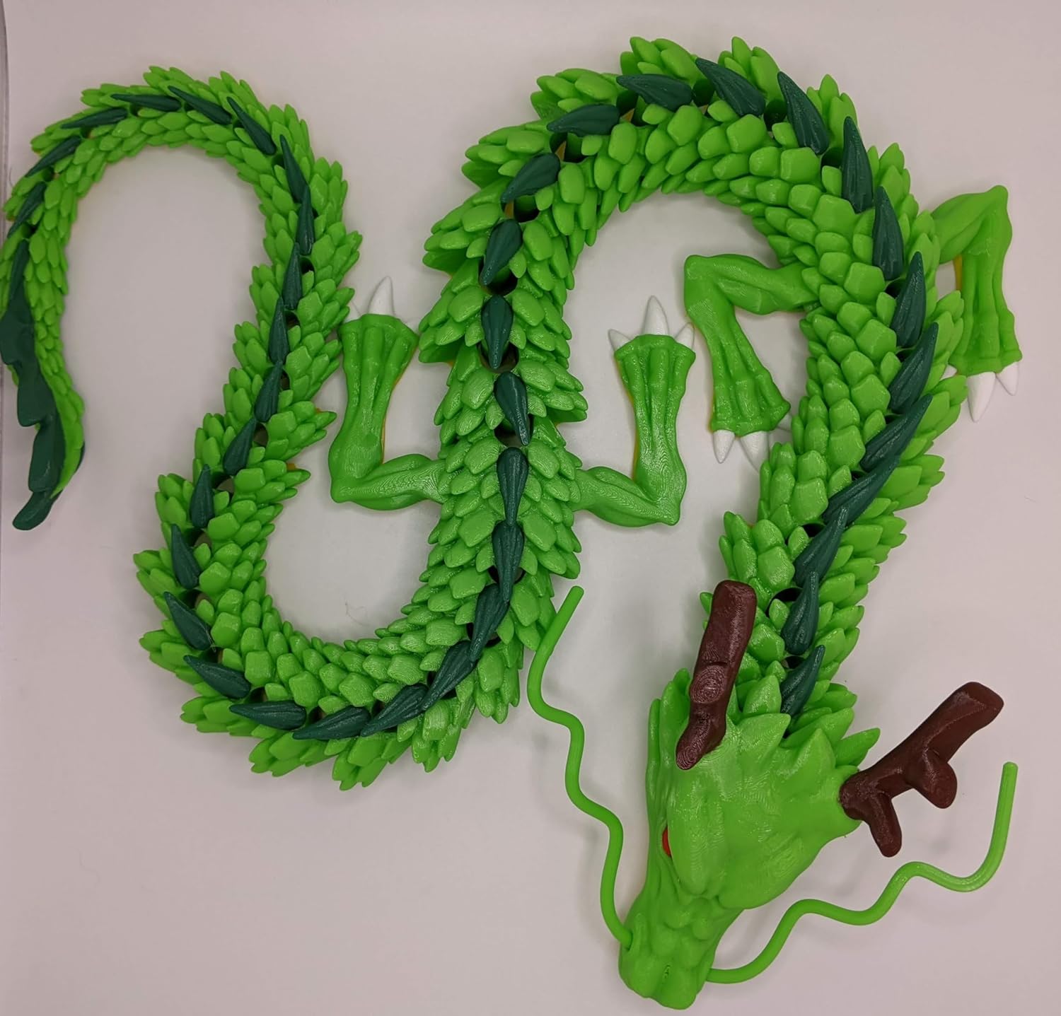 Giant 3D Printed Multicolor Mythical Dragon 38" (Green/Yellow)