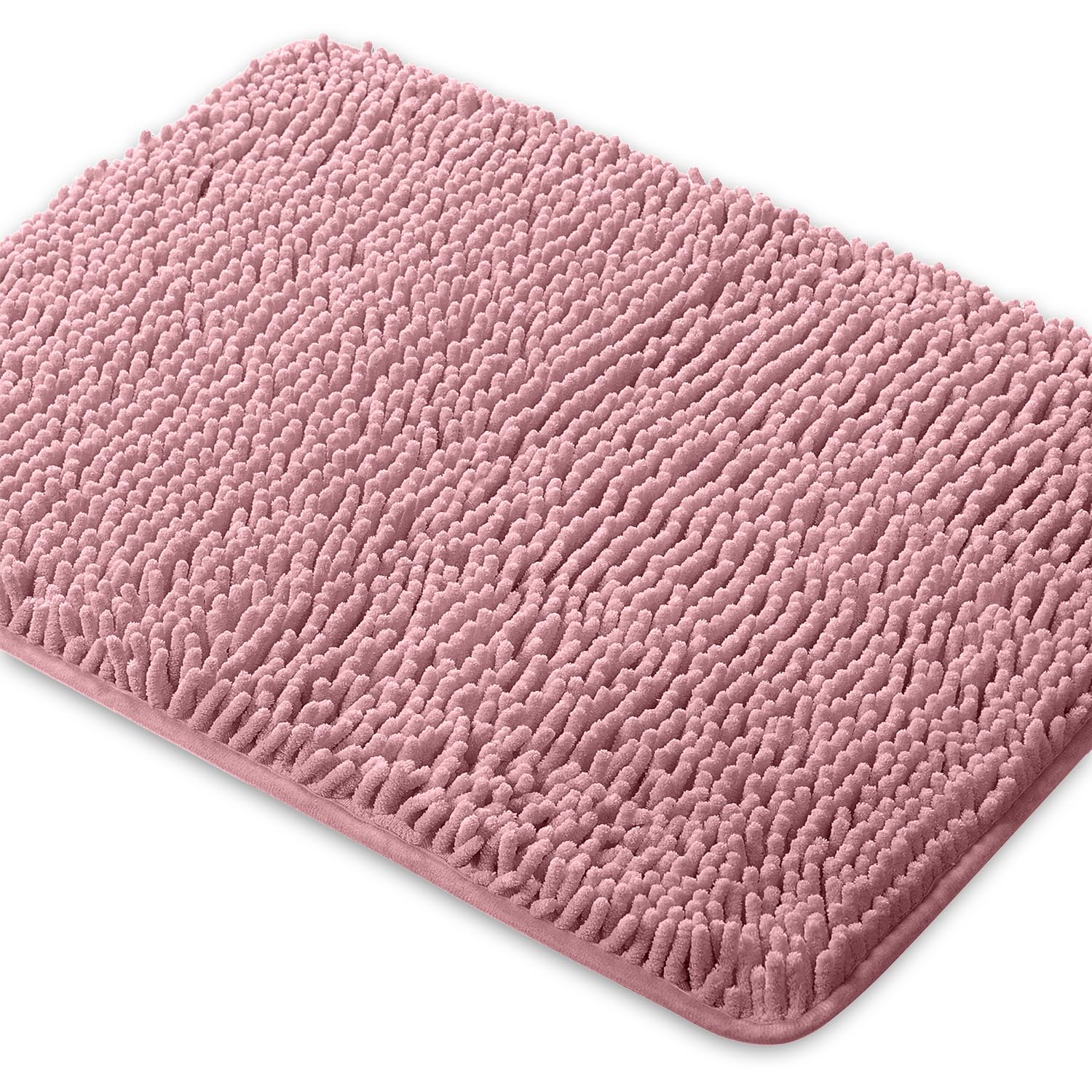 Yeaban Chenille Blush Bathroom Rug 24"x36", Non-Slip Rubber Backing — image 1