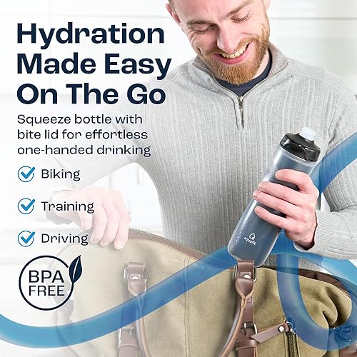 Miniatura 2 de AQUAFIT Botella de agua aislada  Botella de agua deportiva a prueba de fugas de 20 onzas con tapa para mordida, botella de agua para bicicleta,
