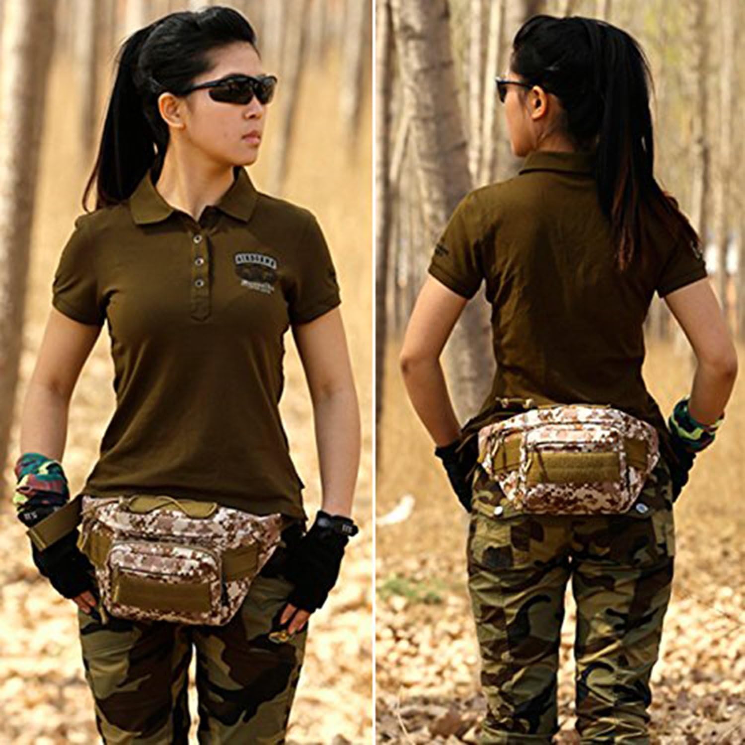 Huntvp Military Hip Fanny Pack Tactical Waist Bag Packs Waterproof Hip Belt Bag Pouch for Hiking Climbing Outdoor Bumbag Desert Camouflage