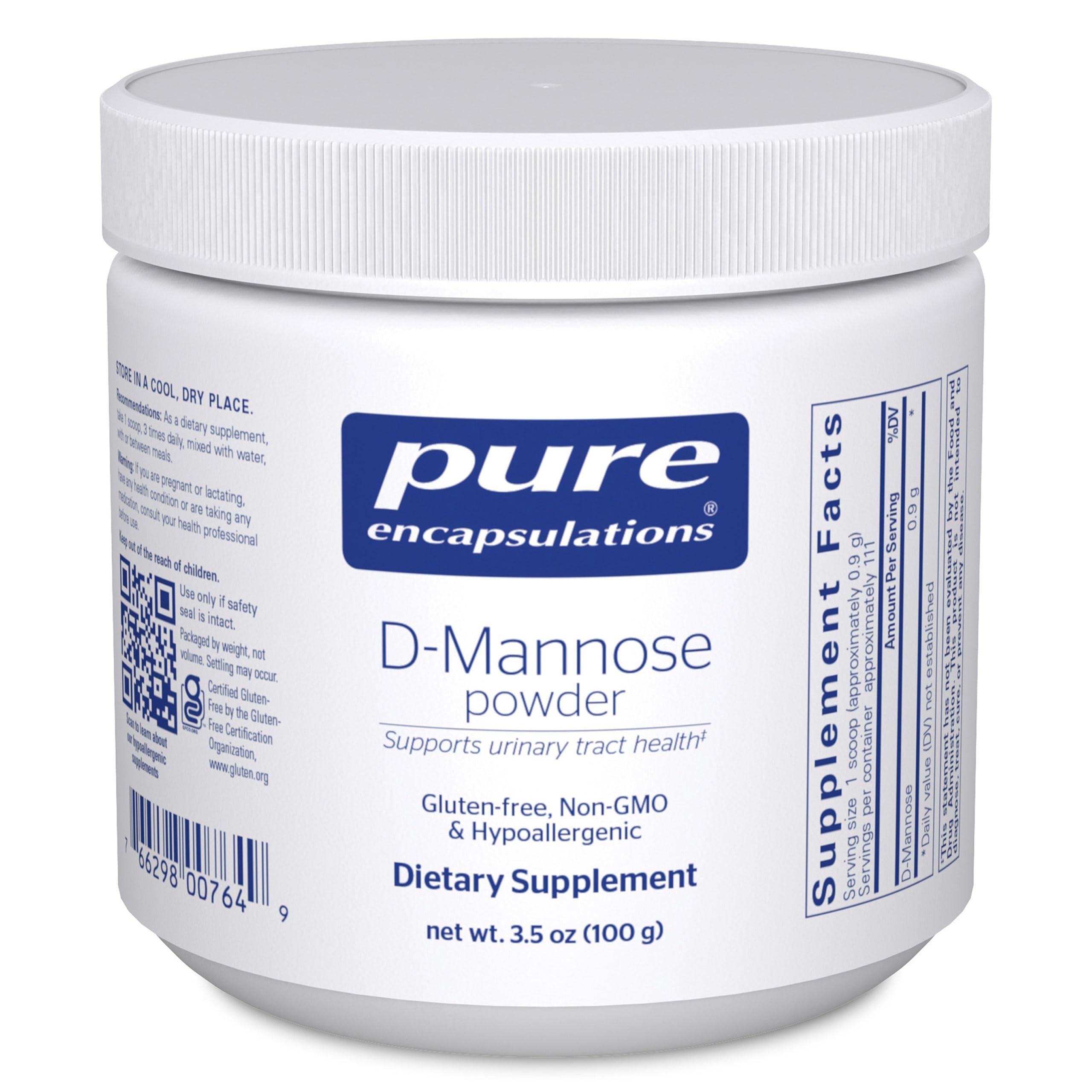 Pure Encapsulations d-Mannose Powder, 3.5 Ounces 3.5 Ounce (Pack of 1)