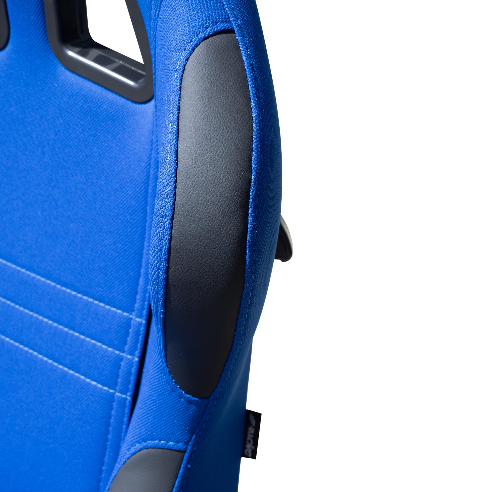 Simoni Racing SRS/1B Sedile Sportivo Jenson Reclinabile e Ribaltabile, Tessuto Jacquard Blu con Inserti in Pelle PU Nera, Slitte Universali Incluse, Fori Cinture Sportive