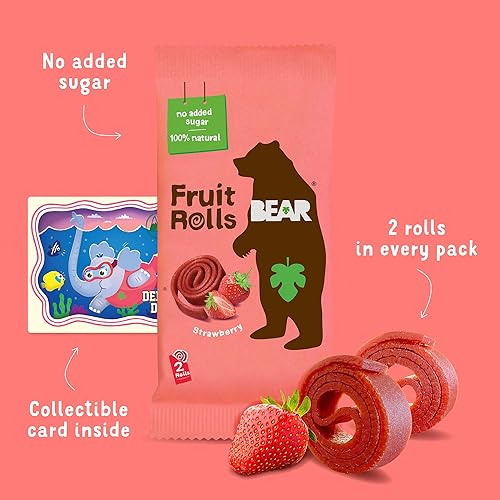 Miniatura 6 de BEAR Rollos de fruta real, paquete variado, 16 unidades (2 rollos por paquete)
