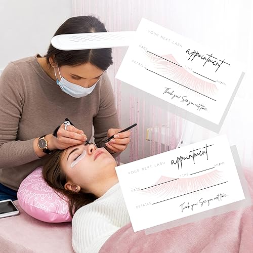 Miniatura 7 de Tarjetas recordatorias de citas para extensiones de pestañas, paquete de 50, tarjeta de tamaño empresarial de 3.5 x 2 pulgadas, suministros de