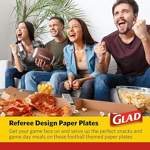 Miniatura 5 de Glad Platos de papel desechables redondos para uso diario con diseño de árbitro de fútbol, resistentes a cortes, platos de papel aptos para