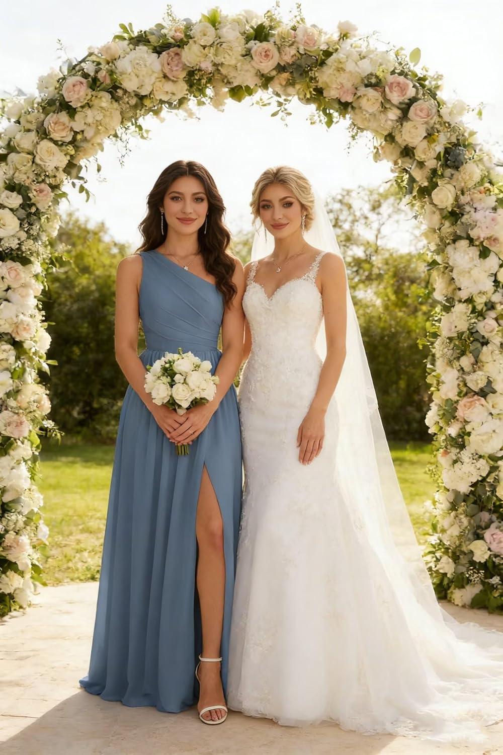 Women's One Shoulder Bridesmaid Dresses for Wedding Chiffon Side Split Reched Formal Evening Dress Sleeveless - Image 6