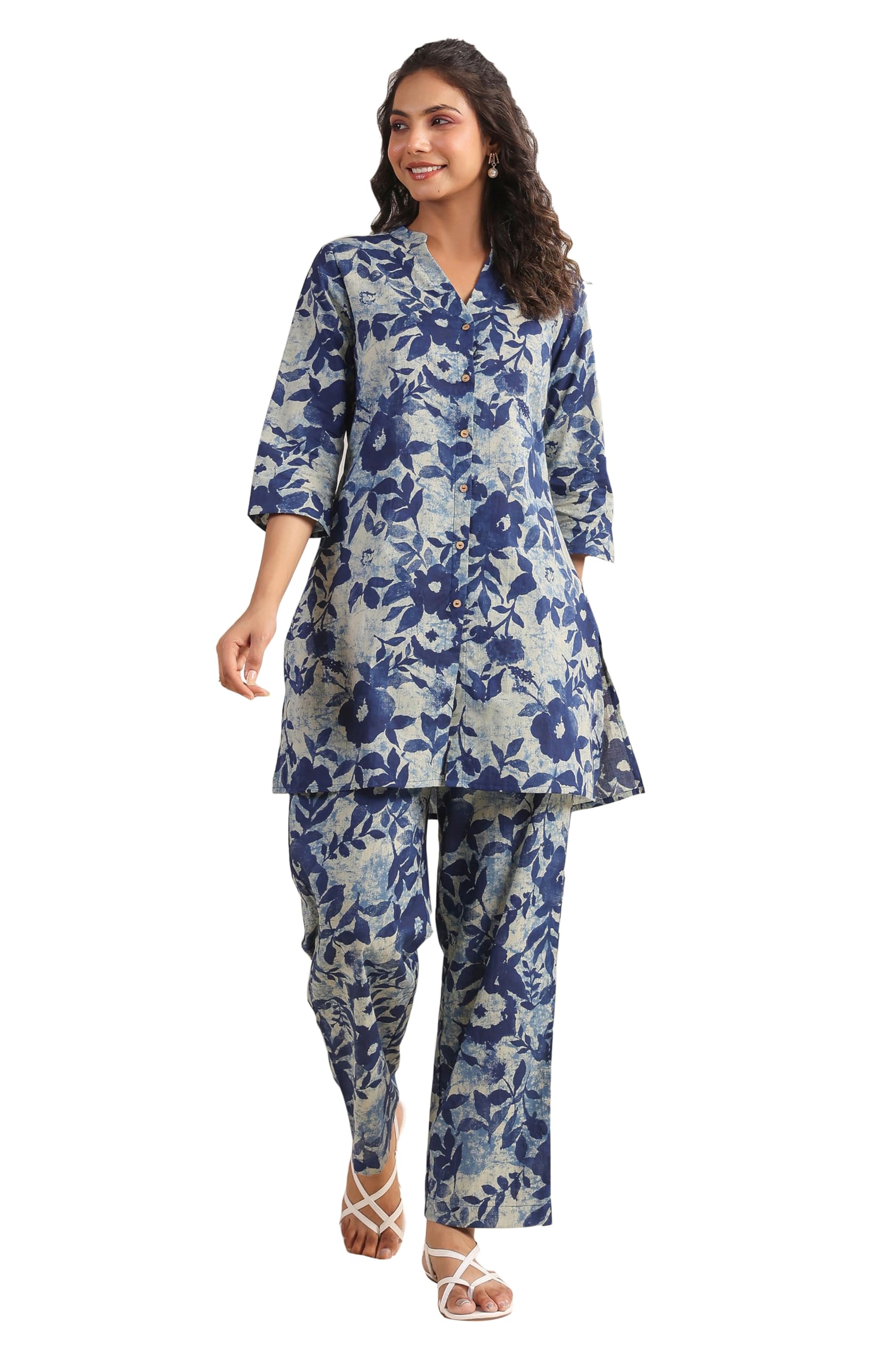 Women's Pure Cotton Floral Printed Straight Co-ord Set