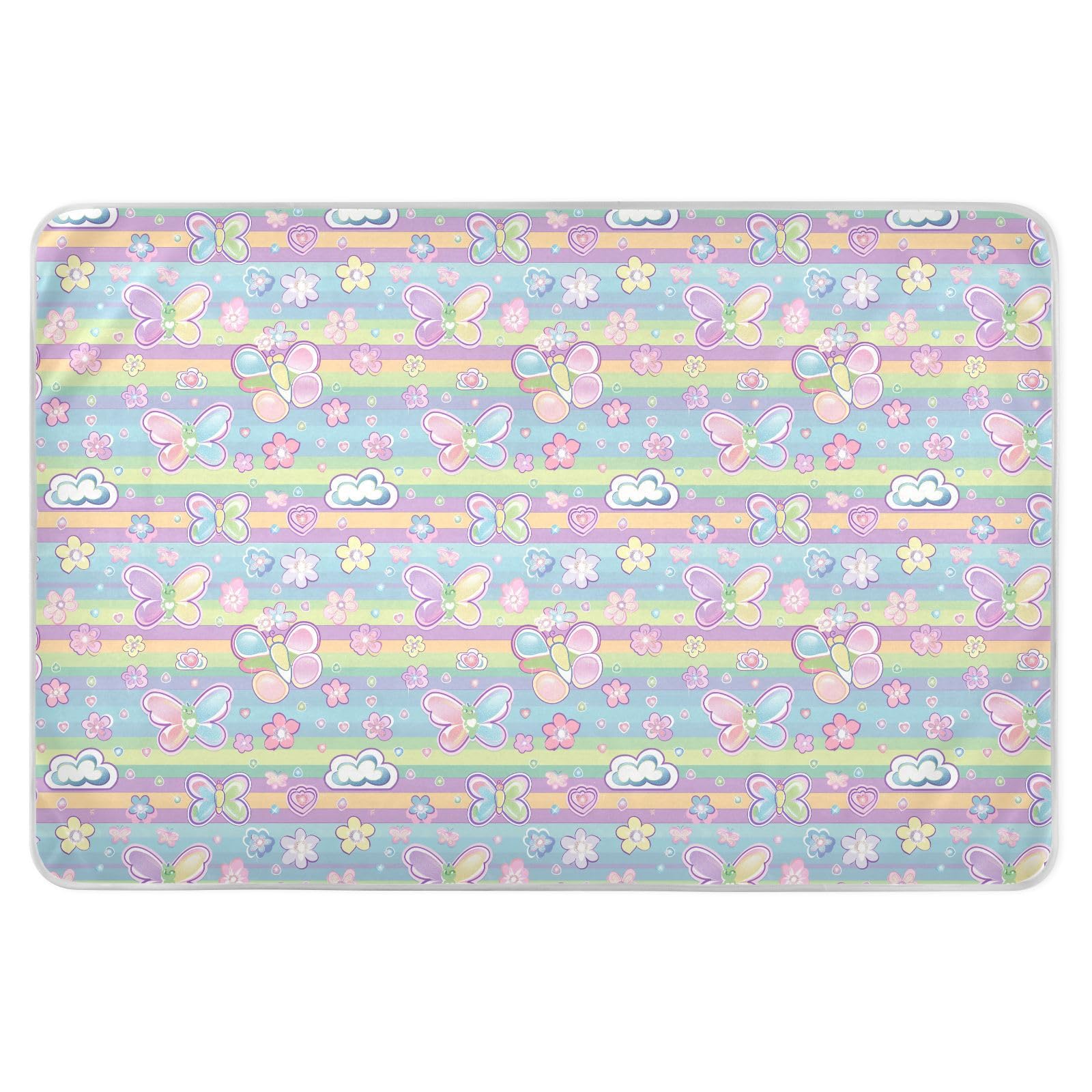 Butterflies Flowers Cartoon Toddler Waterproof Washable Underpads Wetting Cover Portable Diaper Pads for Toddler Kids , 52