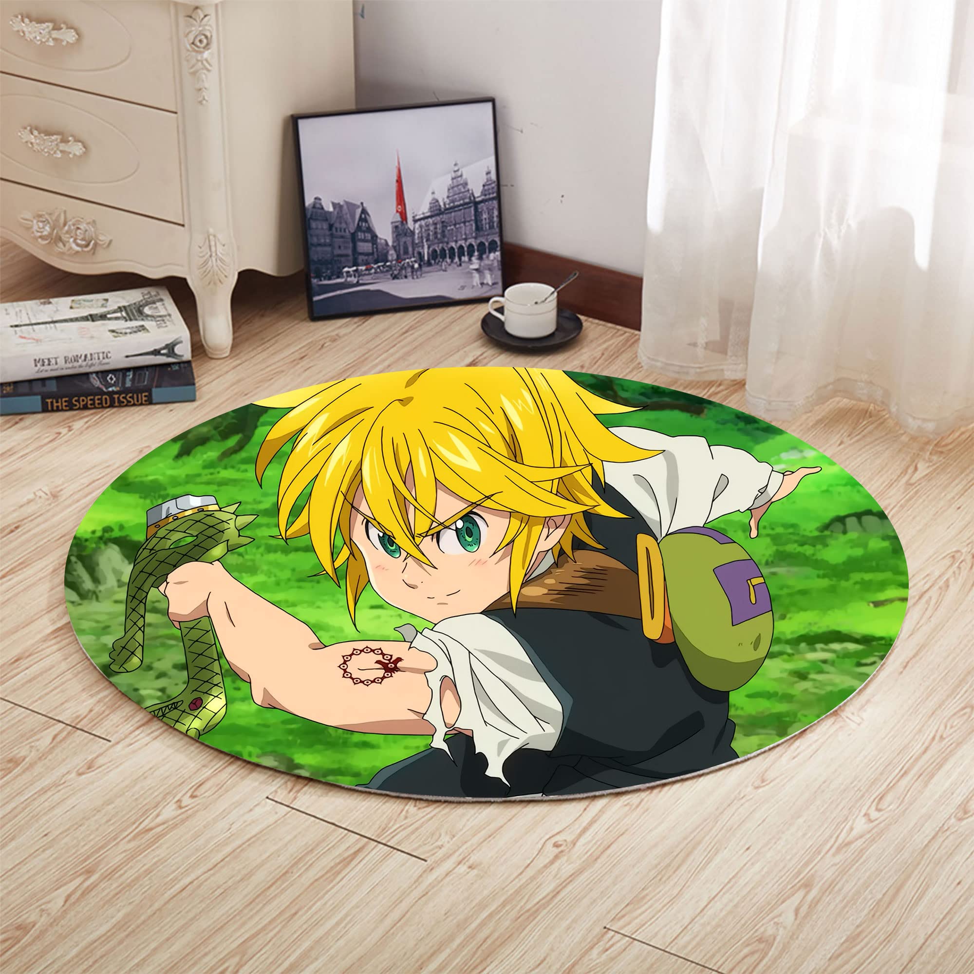 Anime okrągły dywan siedem śmiertelnych grzechów: Wrath of the Gods dywaniki antypoślizgowy uroczy dywan dywan okrągłe dywany do salonu sypialni kuchni