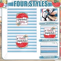 Vista 5 de Kajaia 4 toallas de cocina de verano, gnomo, sandía, té, mano, cocina, cocina, baño, toalla absorbente de color azul y blanco a rayas para cocina