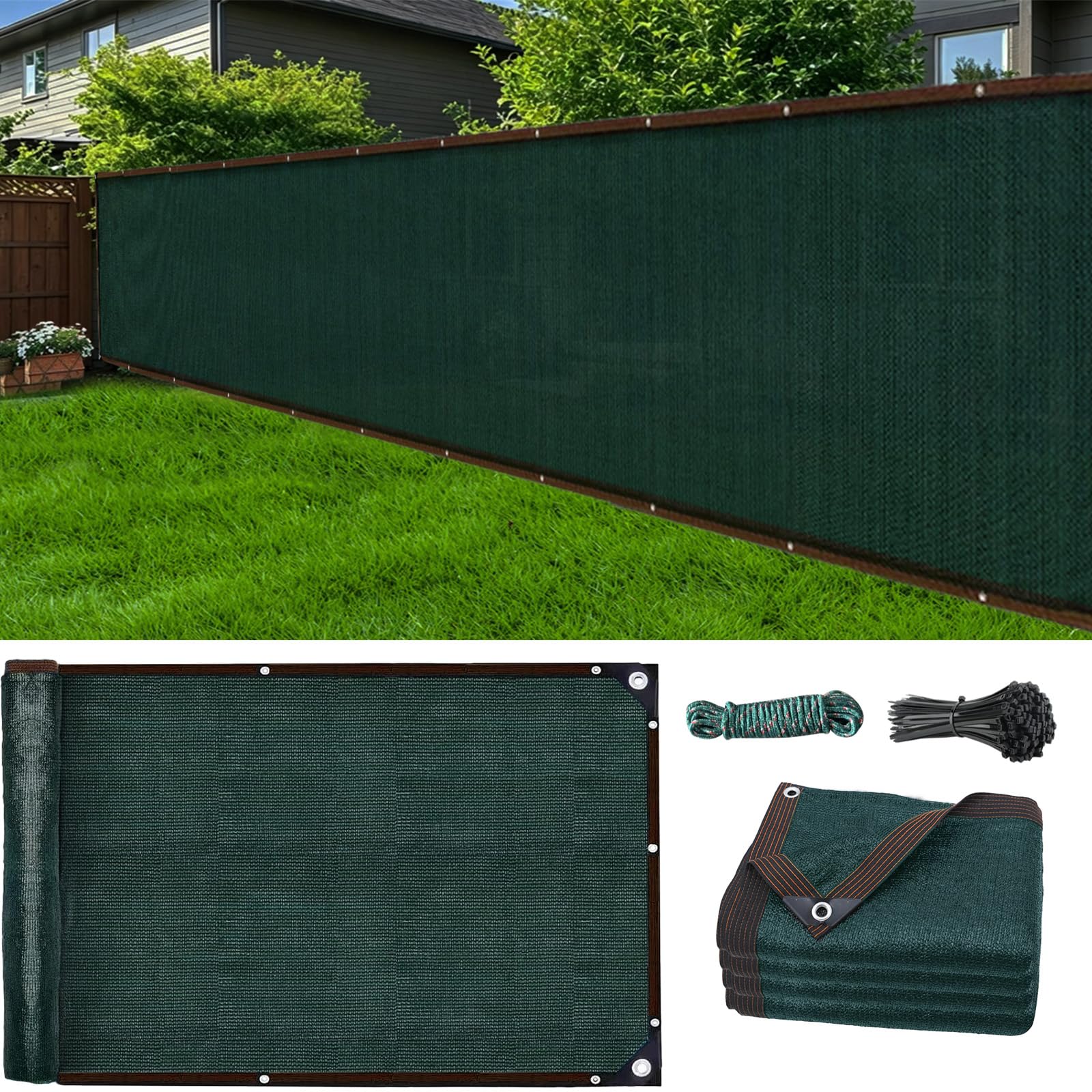 Privacy Netting for Gardens, 2 x 5m | Privacy Fence Screening Green| HDPE Outdoor Shading Net | UV & Tear-Resistant | Garden Fencing Screening with Cable Ties & String