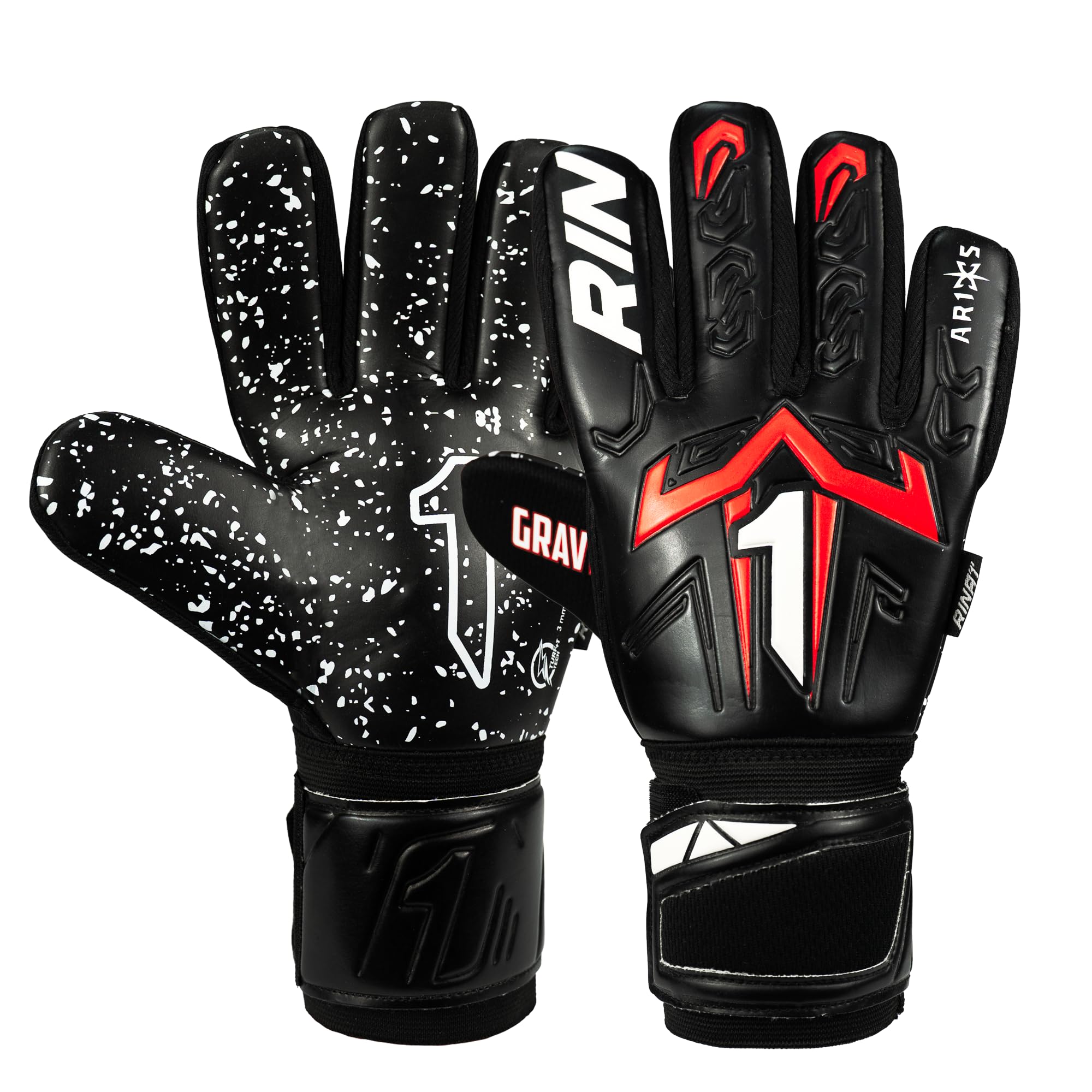 Rinat Aries X Gravity Adult Goalkeeper Gloves, Black, Size 10