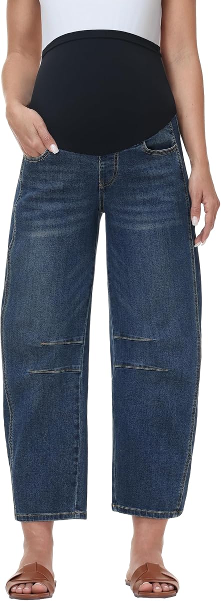 Pantalones vaqueros premamá con pernera ancha