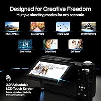 Vista 4 de Minolta Kit de cámara VLOG de 64MP 4K60FPS - Videocámara digital de enfoque automático con trípode, control remoto, micrófono, luz LED, pantalla LCD