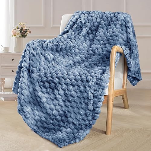 Exclusivo Mezcla Manta de forro polar extra grande de 50 x 70 pulgadas, elegante manta jacquard con nubes 3D para sofá, acogedora, suave y ligera