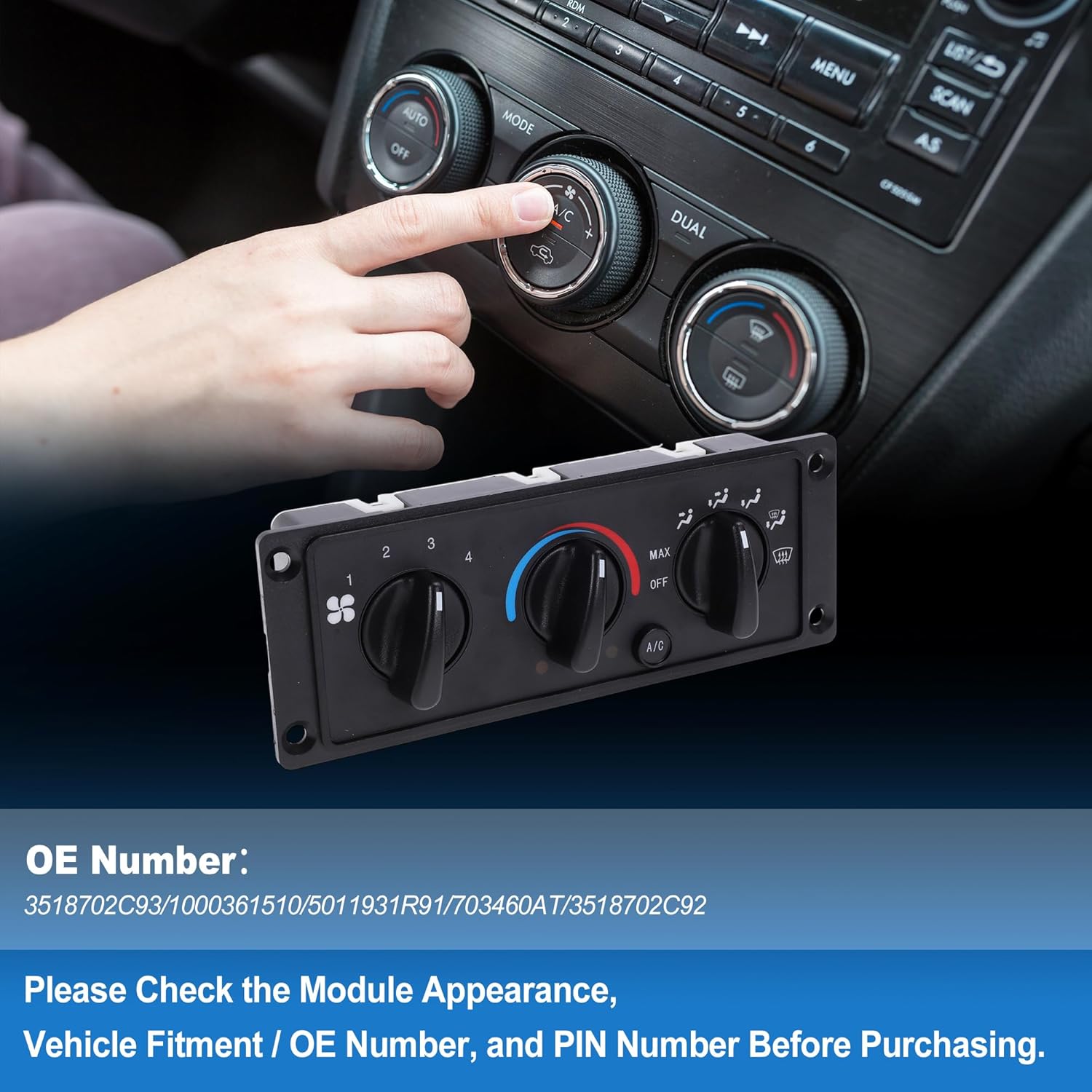 A/C Heater Climate Control Switch Module Panel for CAT CT660 2011-2020 HVAC Climate Temp Unit No.3518702C93/1000361510/5011931R91/703460AT/3518702C92