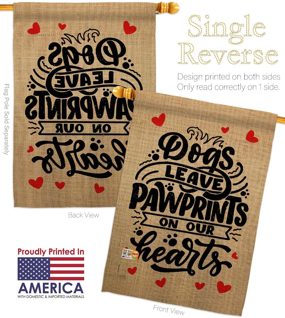 Dogs Leave Pawprints House Flag Animals Dog Puppy Spoiled Paw Canine Fur Pet Nature Farm Animal Creature Small Decorative Gift Yard Banner Made In USA 28 X 40