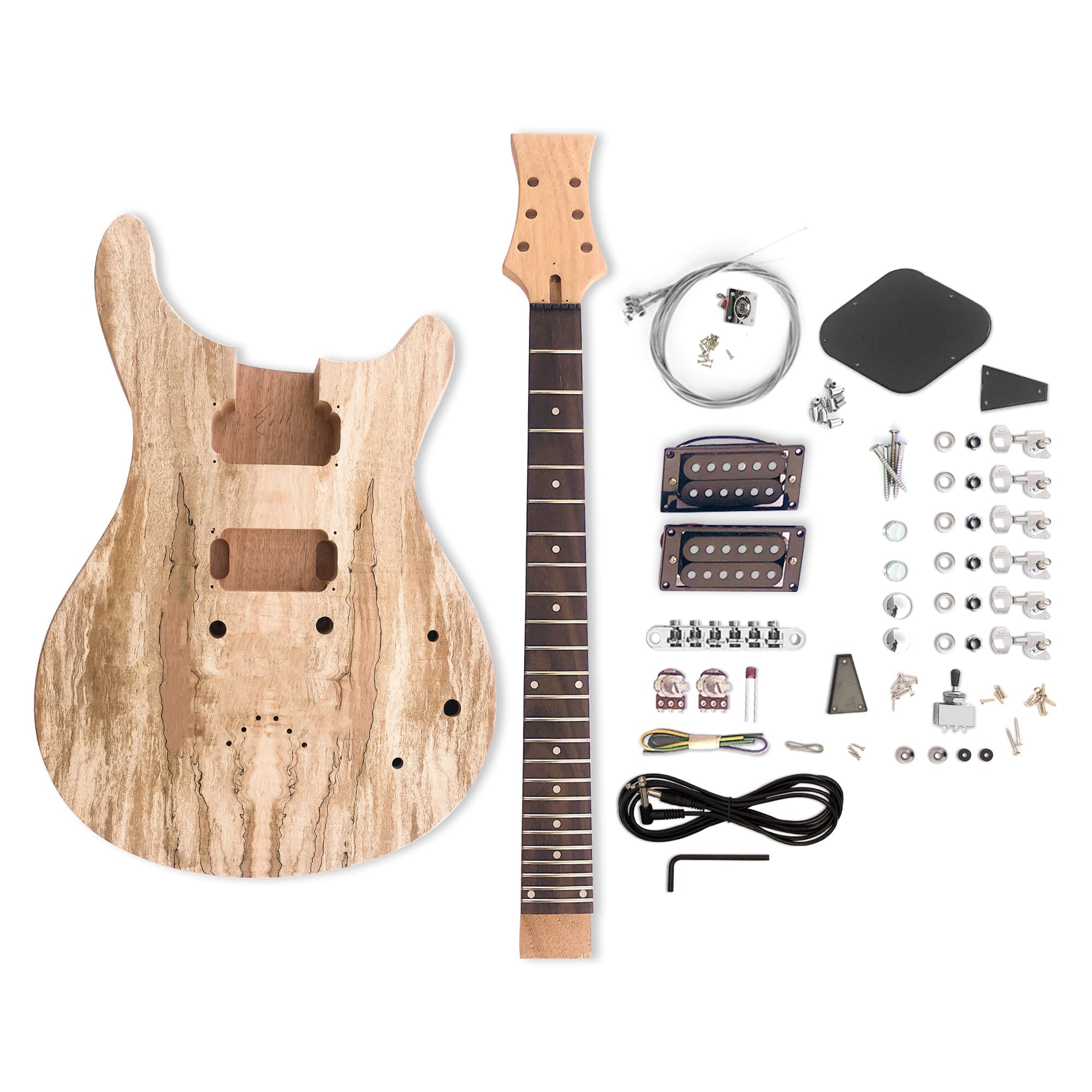 Buy The FretWire Spalted Double Cut II Style DIY Electric Guitar Kit