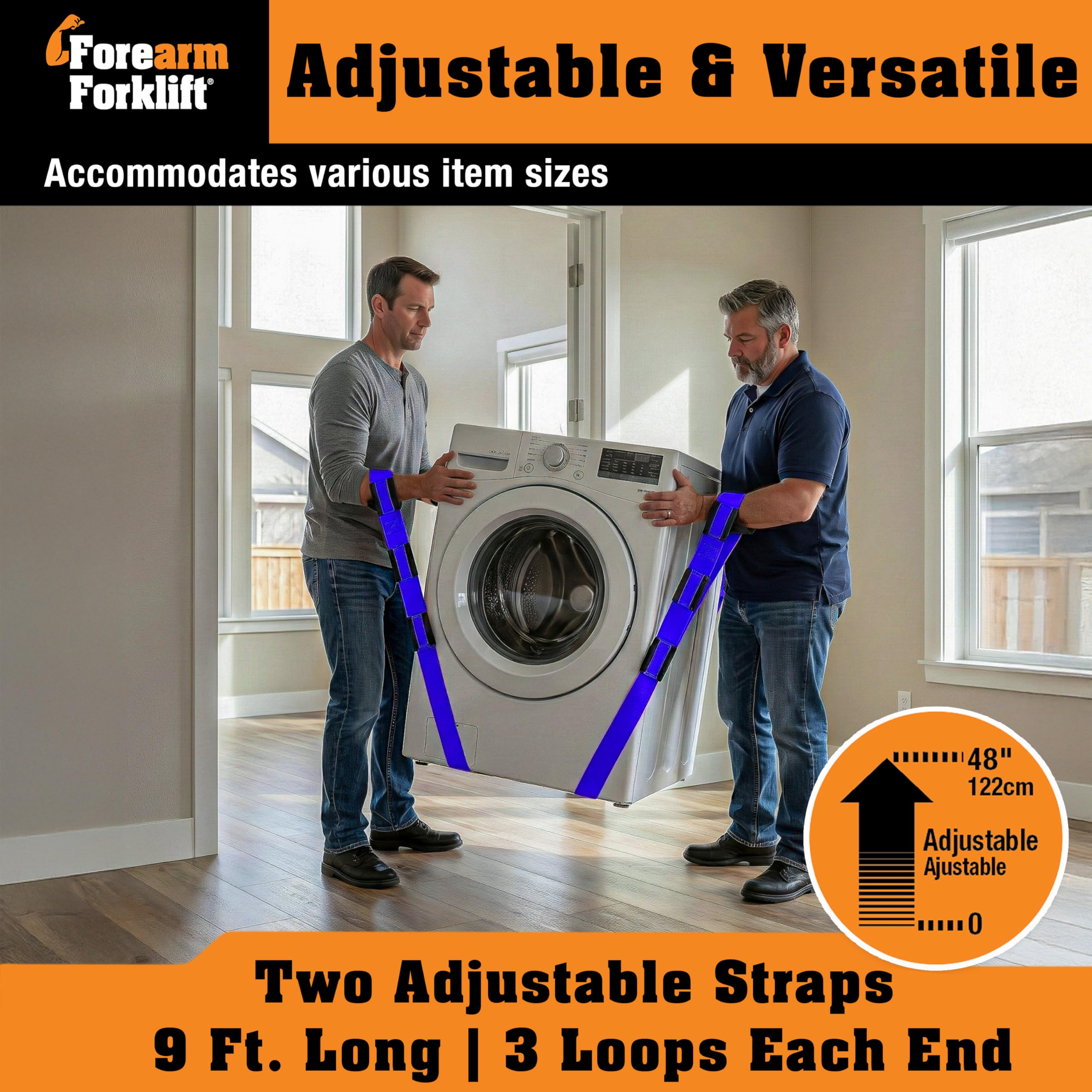 Forearm Forklift Cinghie di sollevamento e spostamento per 2 persone; sollevare, spostare e trasportare mobili, elettrodomestici, materassi o qualsiasi oggetto fino a 800 libbre in modo sicuro e