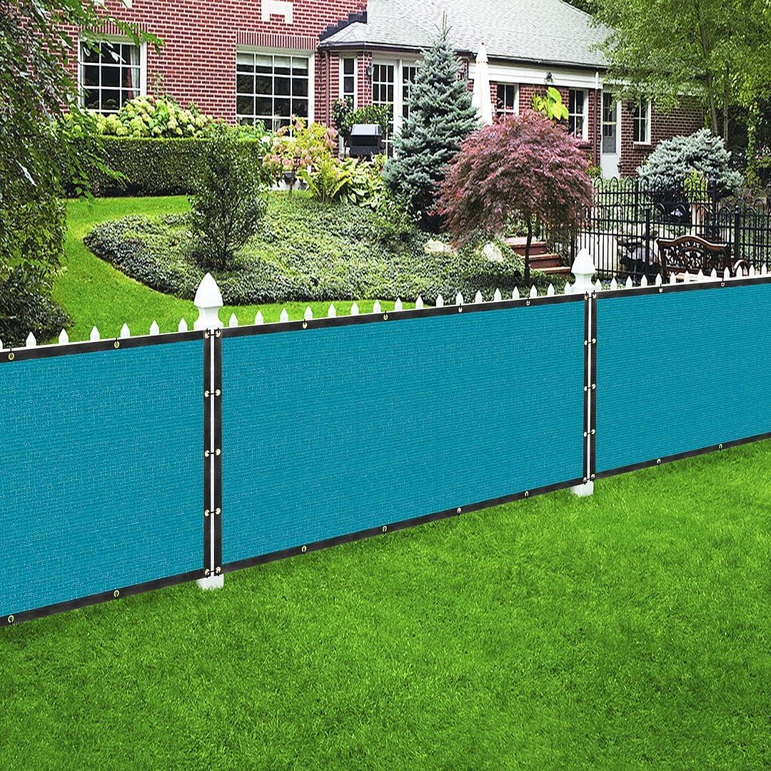 Houssity Turquoise 4' x 4' Balcony Deck Fence Privacy Screen Cover Panel Shade Cloth Fabric for Chain Link Fence Patio Pool Railing Walkway Porch Playground Dog Kennel Residence Commercial Use