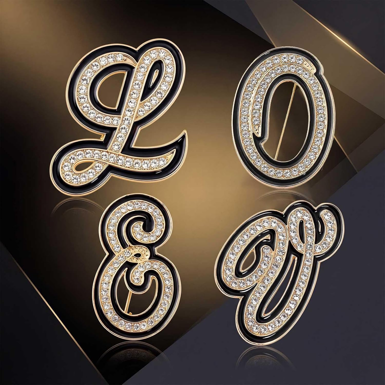 Letter Brooch Pins Initial Rhinestone Personalized Brooches for Women Men Crafts Gold A-Z