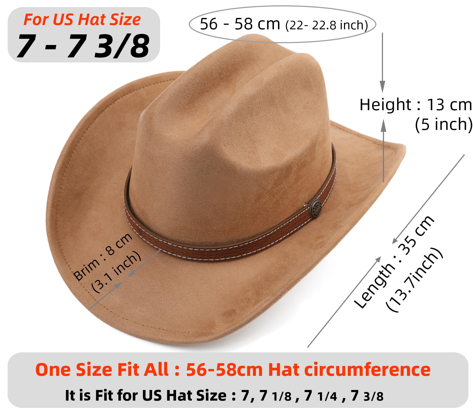 Cappello da cowboy occidentale per donne e uomini, piccolo cappello corto a tesa larga da spiaggia cowgirls cappelli da cowboy