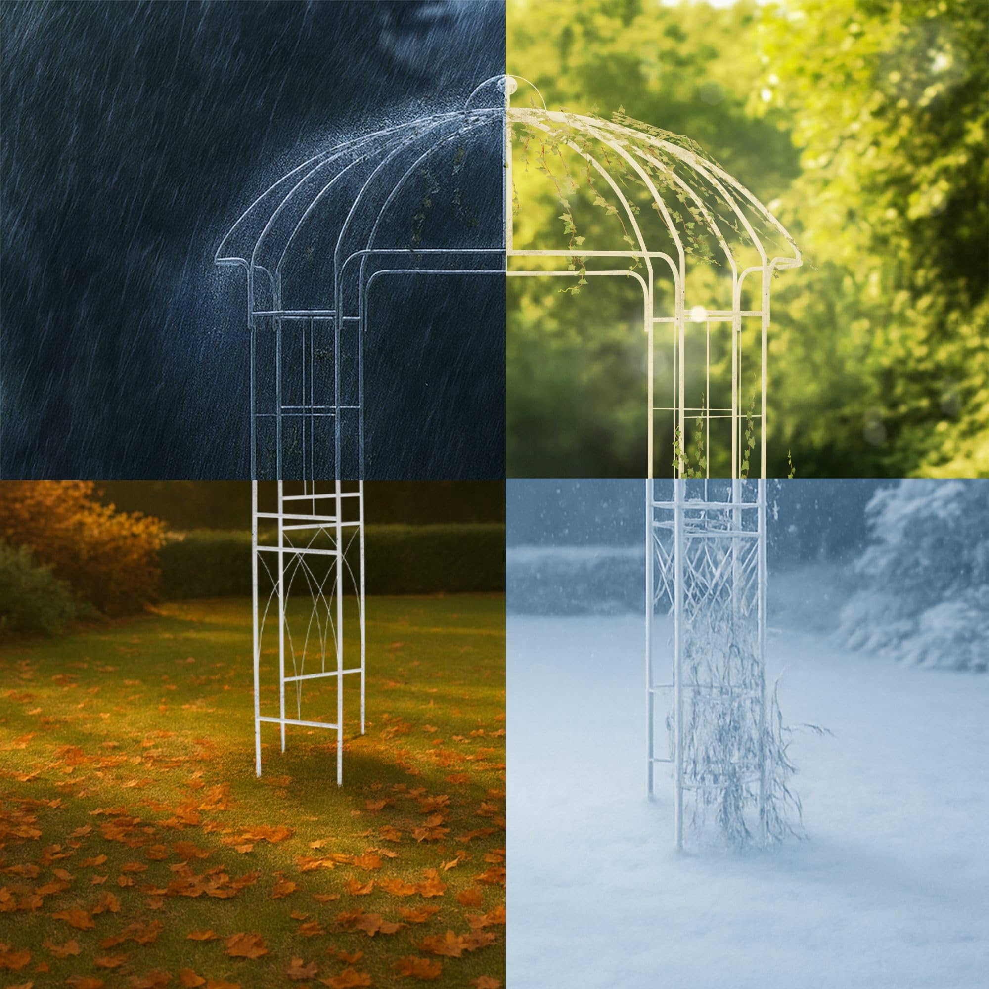 CLP Gartenpavillon wetterfest Keira, Rosenbogen mit Rankhilfe, 270x200 cm, Stahlgestell pulverbeschichtet, stabil & dekorativ für Terrasse, Farbe:antik weiß