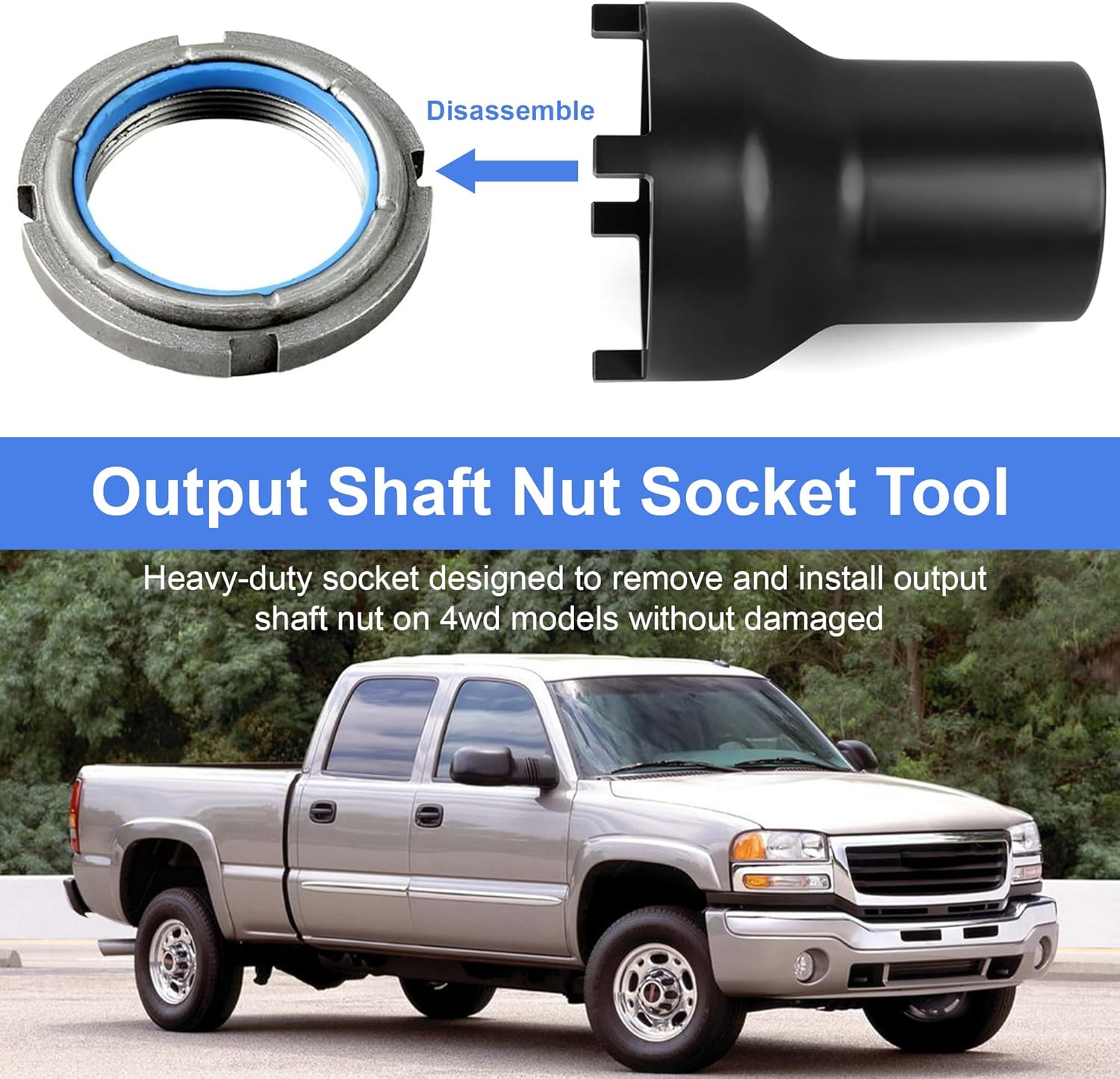 Output Shaft Lock Nut Socket Wrench Tool for Allison LCT 1000 2000 2400 5 & 6-Speed 2001-2010 NV4500 5-Speed Manual Transmission