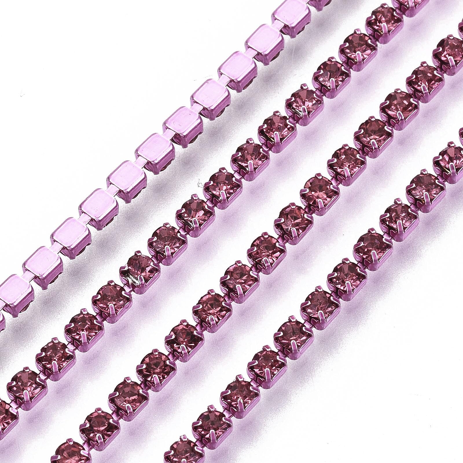 FASHEWELRY 10 Yards Crystal Rhinestone Close Chain 2mm Crystal Claw Cup Chain Trim String for DIY Sewing Craft Jewelry Making Wedding, Party Decoration, Rose
