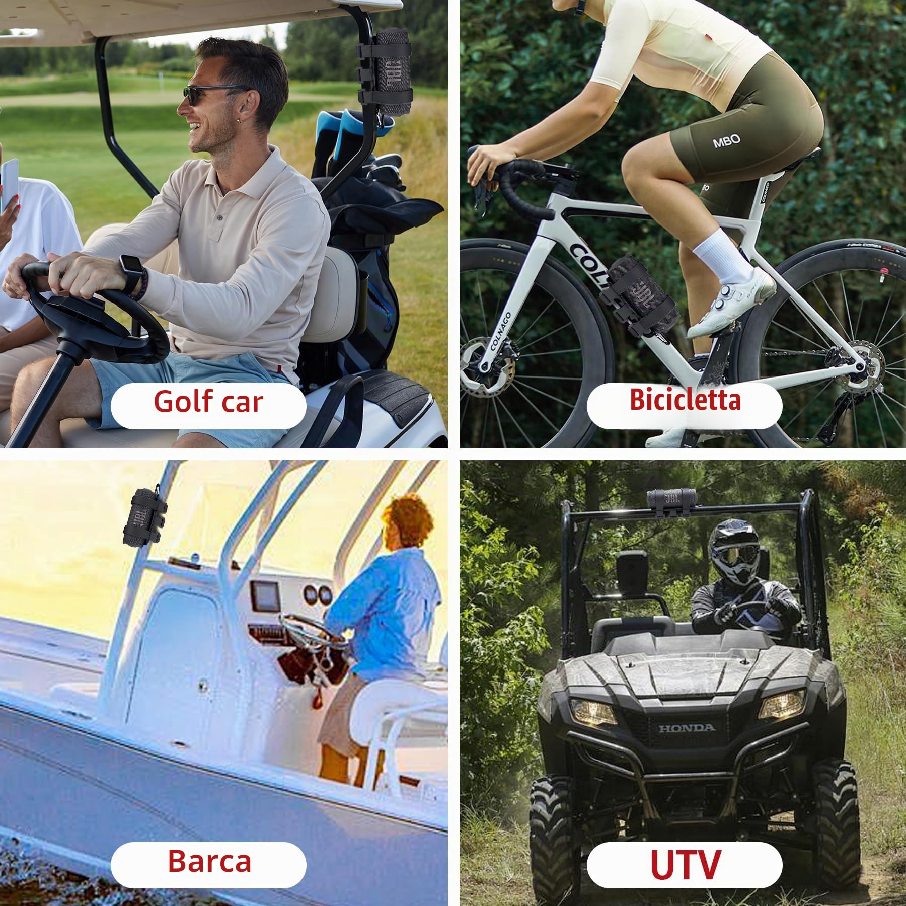 co2CREA Supporto per altoparlante portatile per la maggior parte degli altoparlanti wireless Bluetooth, altoparlante esterno cinturino regolabile accessorio supporto per barra per carrello da golf