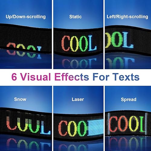 Miniatura 4 de QNK P3.75 - Letrero LED de desplazamiento grande, 19.7 x 5.9 pulgadas, USB flexible de 5 V, Bluetooth, control de aplicación, programable, pantalla