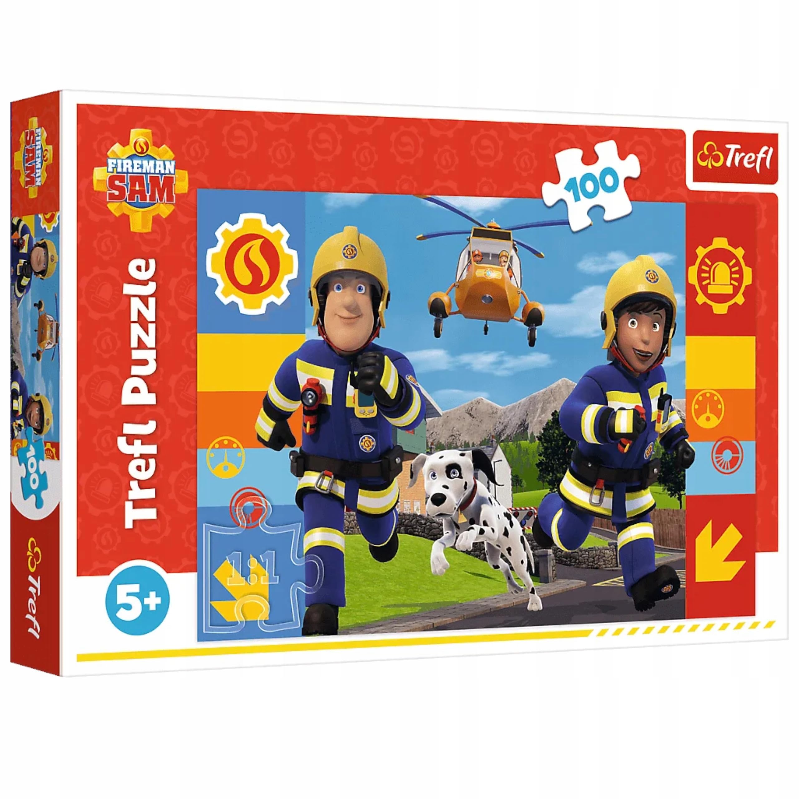 Trefl - Fireman Sam, Always helpful firefighter Sam - Puzzle of 100 pieces - Colourful puzzle with fairy-tale characters, for children from 5 years