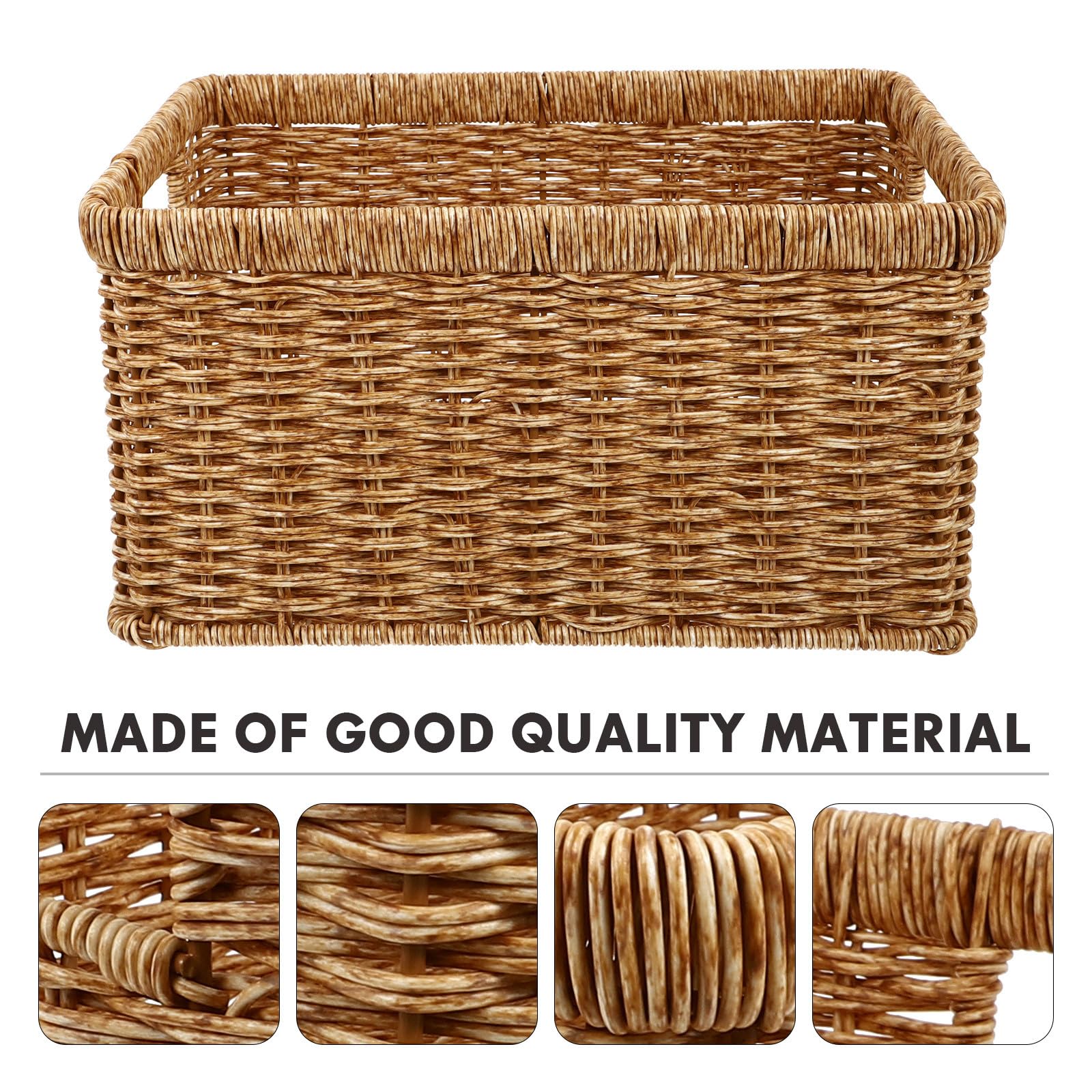 Yardwe Kreativer Aufbewahrungskorb aus Kunststoff mit Imitation Rattan Flechtoptik Großer Multifunktionaler Sammelkorb für Kleidung und Kinderzimmer