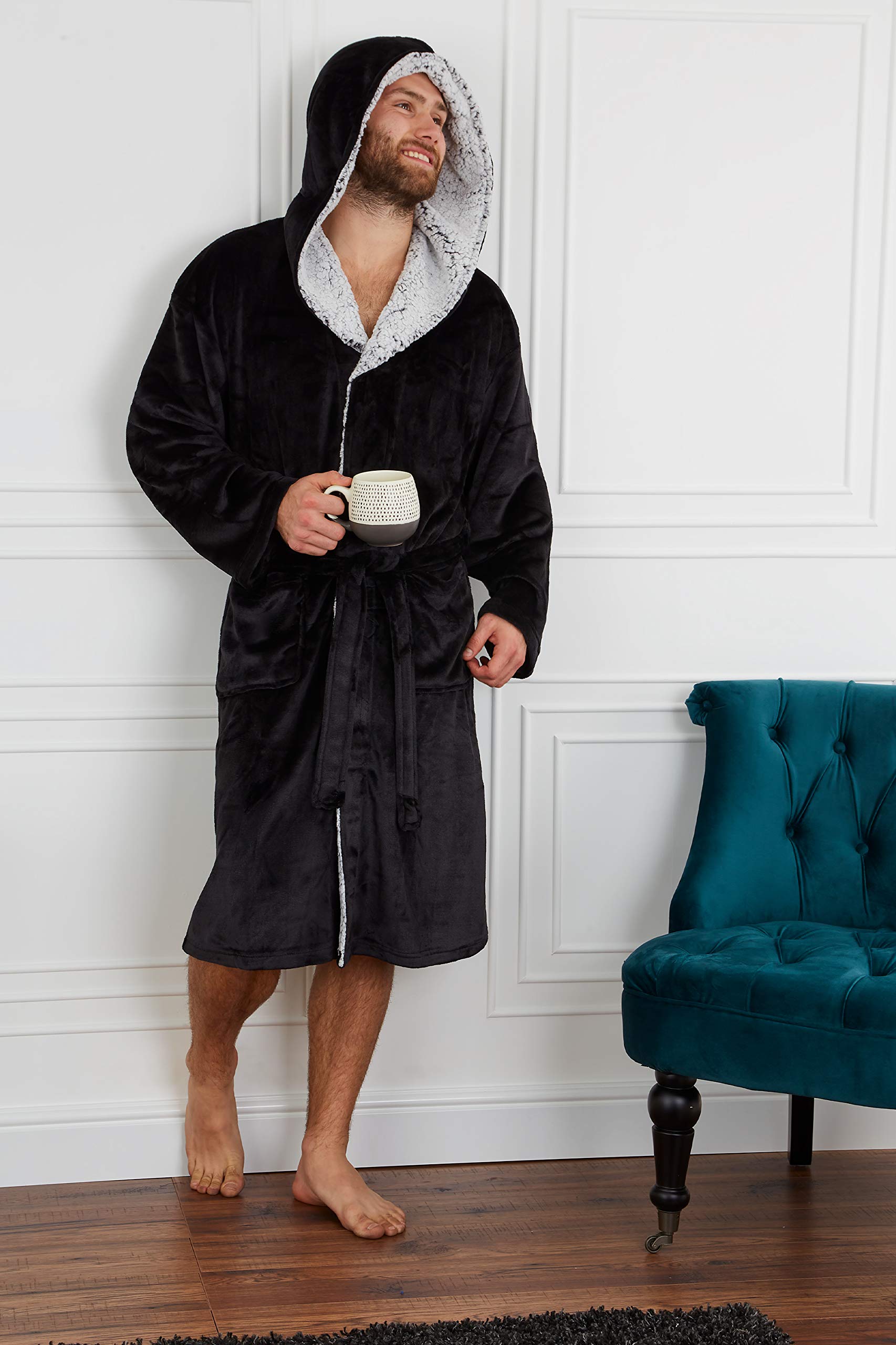 CityComfort Accappatoio Uomo con Cappuccio, Vestaglia in Pile Morbido, Abbigliamento Uomo per Adulti, Ragazzi