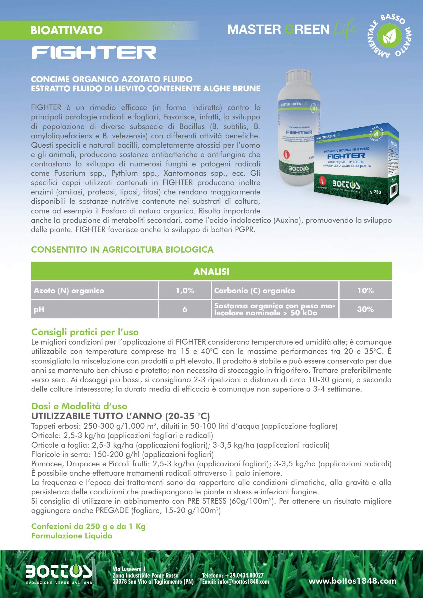 Fighter 250 Gr Concime Fogliare per Prato Giardino Tappeto Erboso Alghe Brune