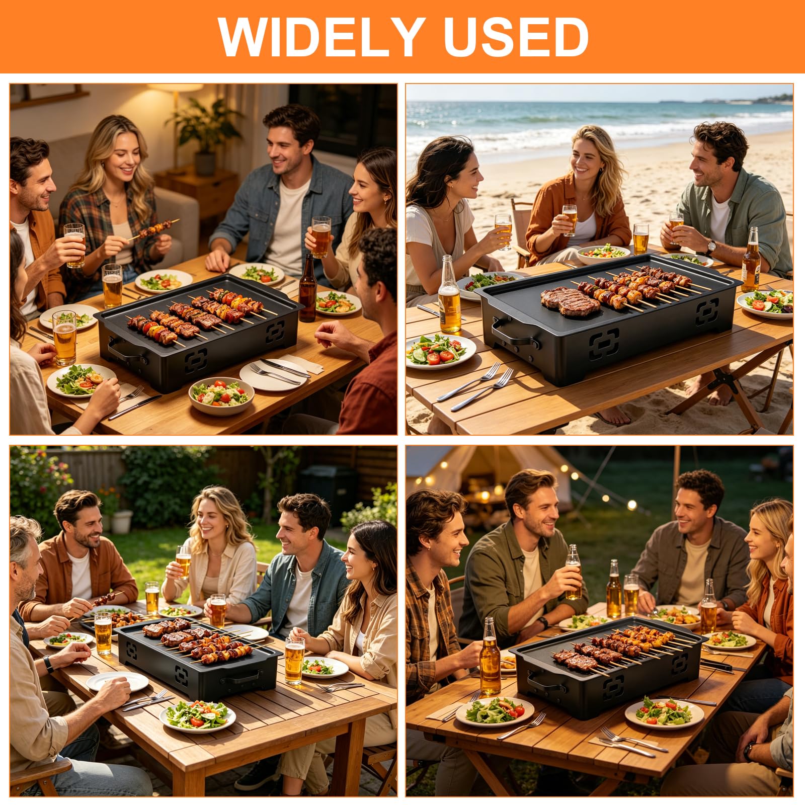 BBQ Warmhalteplatte, Aluminium Grill Heizplatte Antihaft Speisenwärmer Grill Warmhaltebehälter Speisenwärmer Warmhalteplatte Grillgut, Fleischwarmhalter Grill Zubehör für Garten Outdoor(Ohne Kerzen)