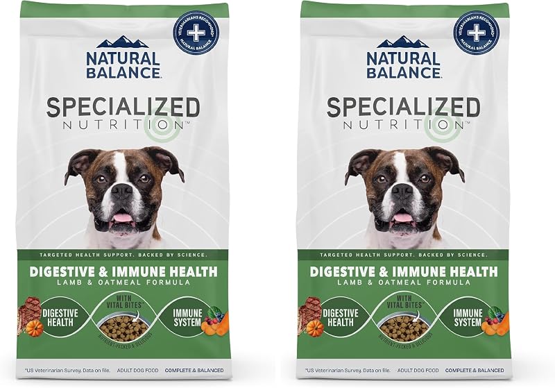 Ração seca para cães Natural Balance com cordeiro e aveia, pacote com 2 de aproximadamente 1,59 kg