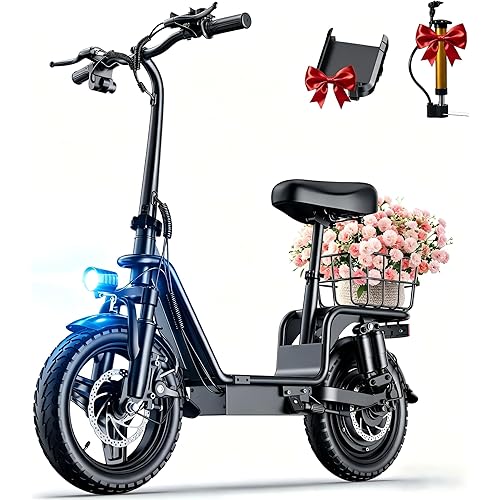Electric Scooter with Seat for Adults,1000W Peak Power, 35-Mile Range, 20MPH, 14" Tires, Foldable Commuter E-Scooter with Basket for Pets Dogs and Items, 330lbs Max Load.UL 2272