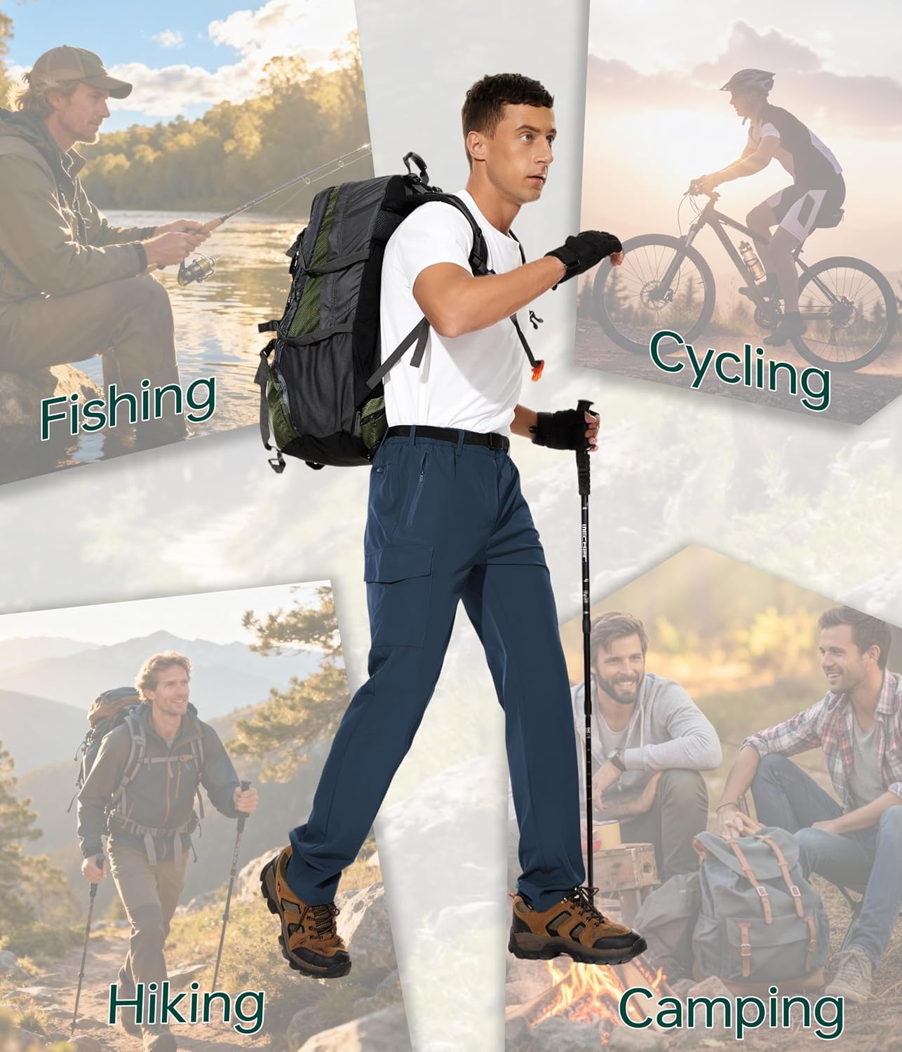 NATUVENIX Hiking Pants Men Lightweight Travel Pants for Men Quick Dry Mens Fishing Pants Water Resistant Cargo Work Pants - Image 3