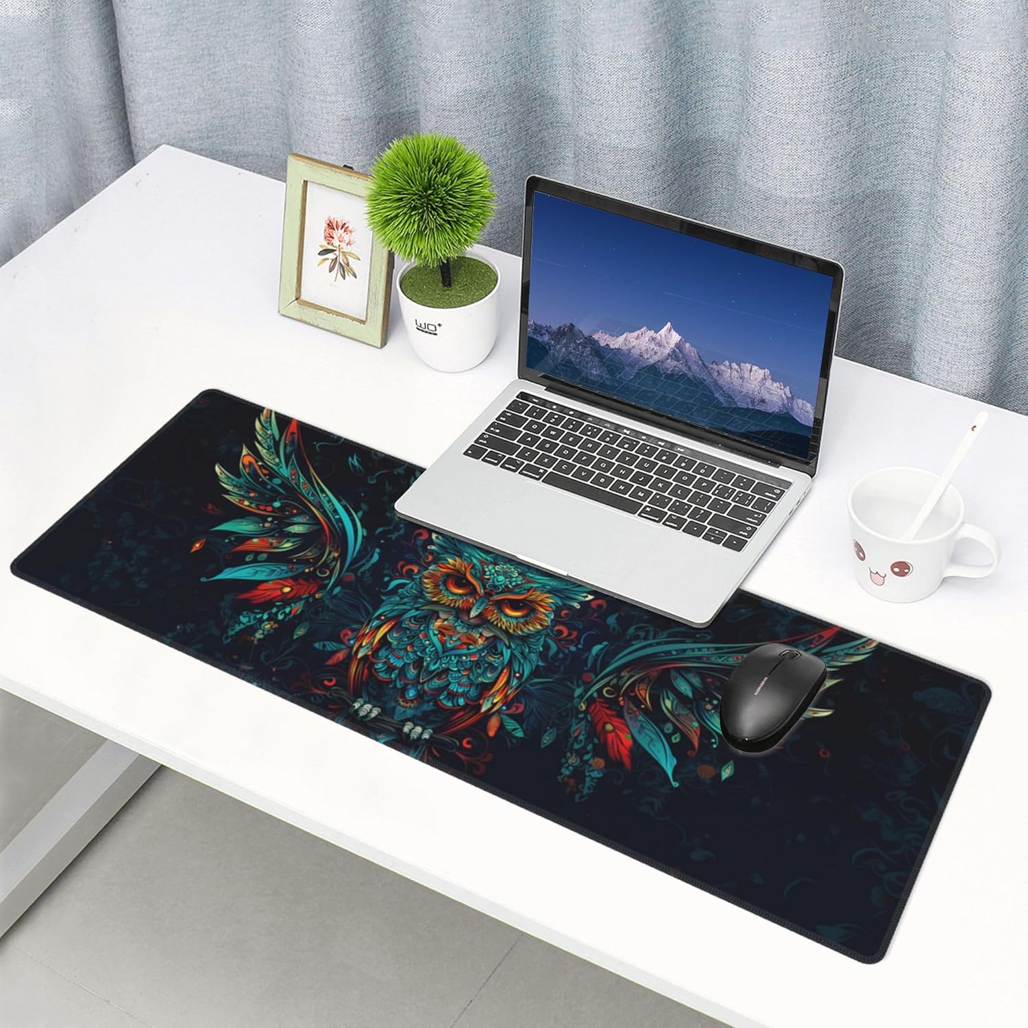 Owl Large Mouse Pad Extended Desk Mat for Keyboard and Mouses Gaming Rubber Keyboards Mats Home Office Computer Accessories Waterproof and Non-Slip 31.5x11.8 Inch - Image 5