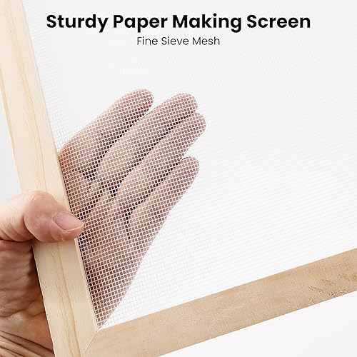 Miniatura 3 de Caydo Kit de 3 marcos de fabricación de papel, molde de fabricación de papel y cubierta con malla, papel absorbente y esponja para niños y adultos