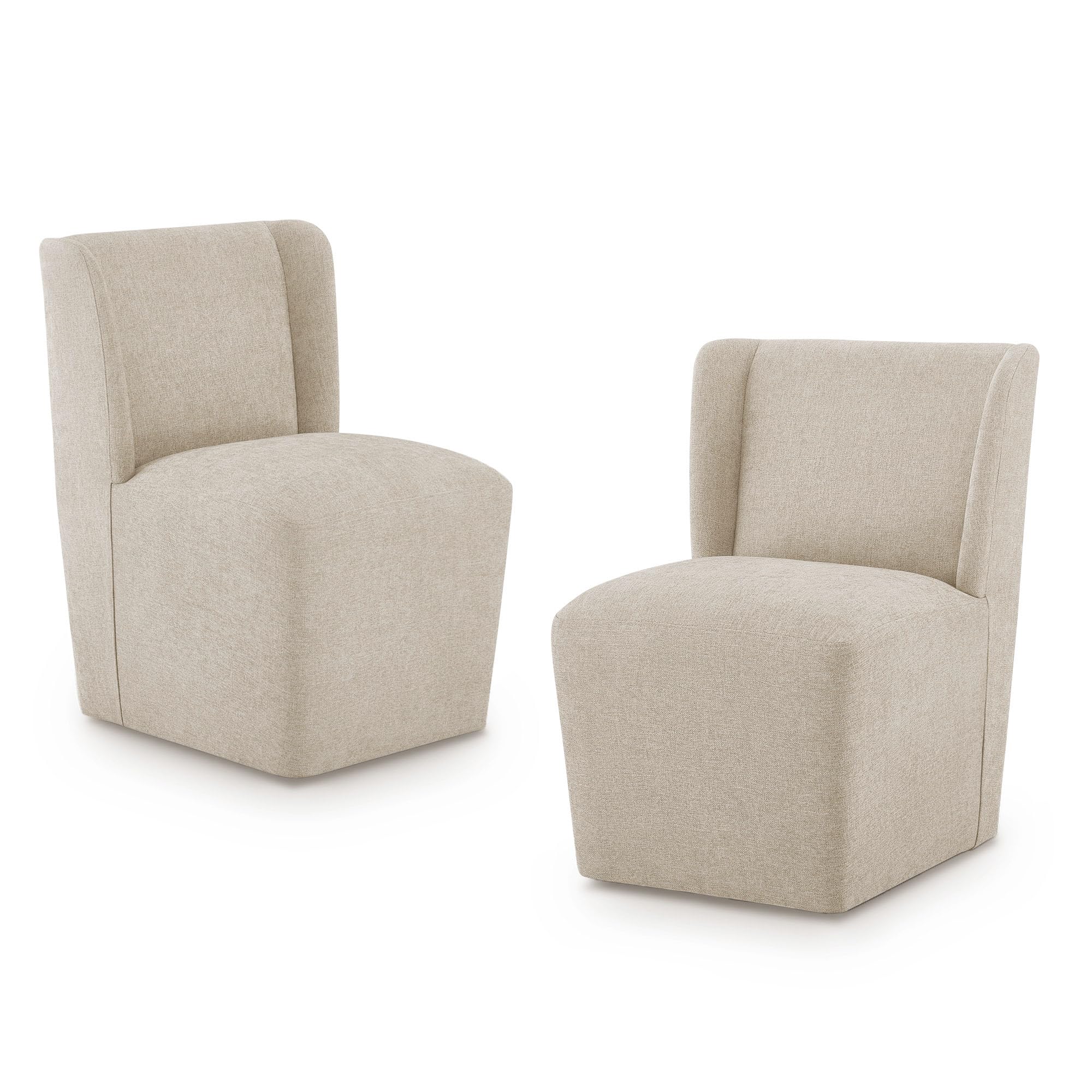 KISLOT Upholstered Dining Chairs Set of 2 with Casters, Sand