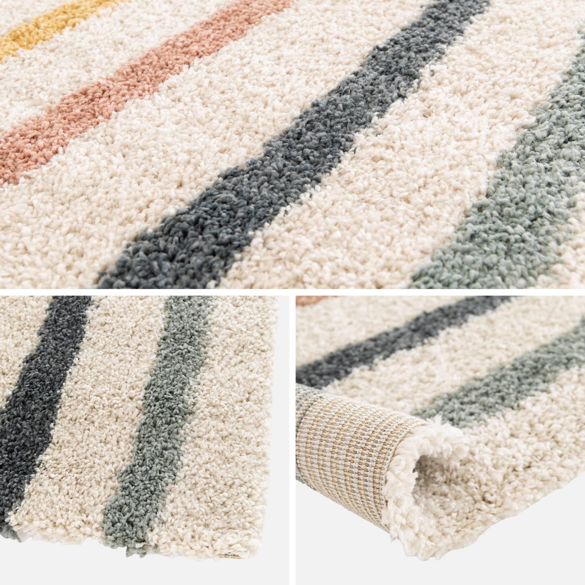 sweeek - Tapis Enfant Arc-en-Ciel 80x150cm. Tapis intérieur crème et Multicolore. Poils Longs Shaggy