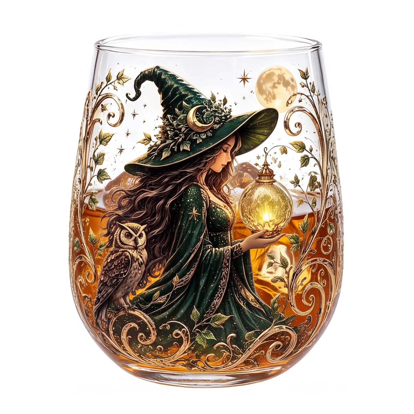 Witch Glass Cup Crystal Ball Moon Star Pumpkin Potion