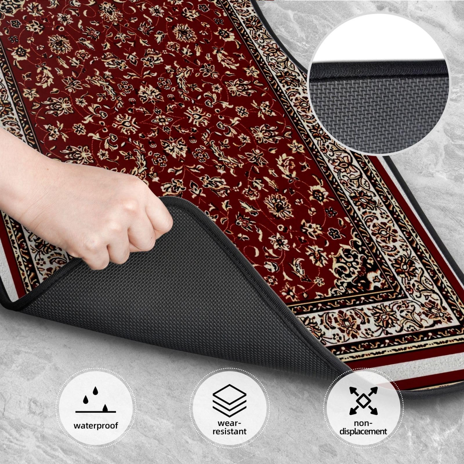 SHANGYINGJI Rust Red Oriental Rug 4 Pieces Car Floor Mats Car Carpets Full Sets Universal Fit for SUV — view 3