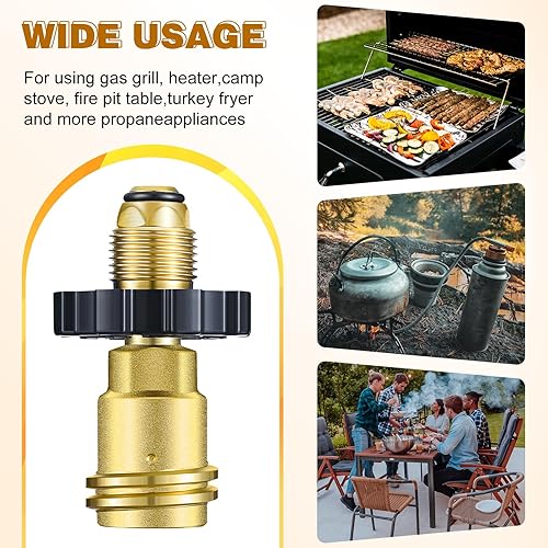 Miniatura 5 de Paquete de 2 adaptadores de tanque de propano de ajuste universal que convierte POL a QCC1tipo 1 con llave, adaptador de manguera de propano antiguo