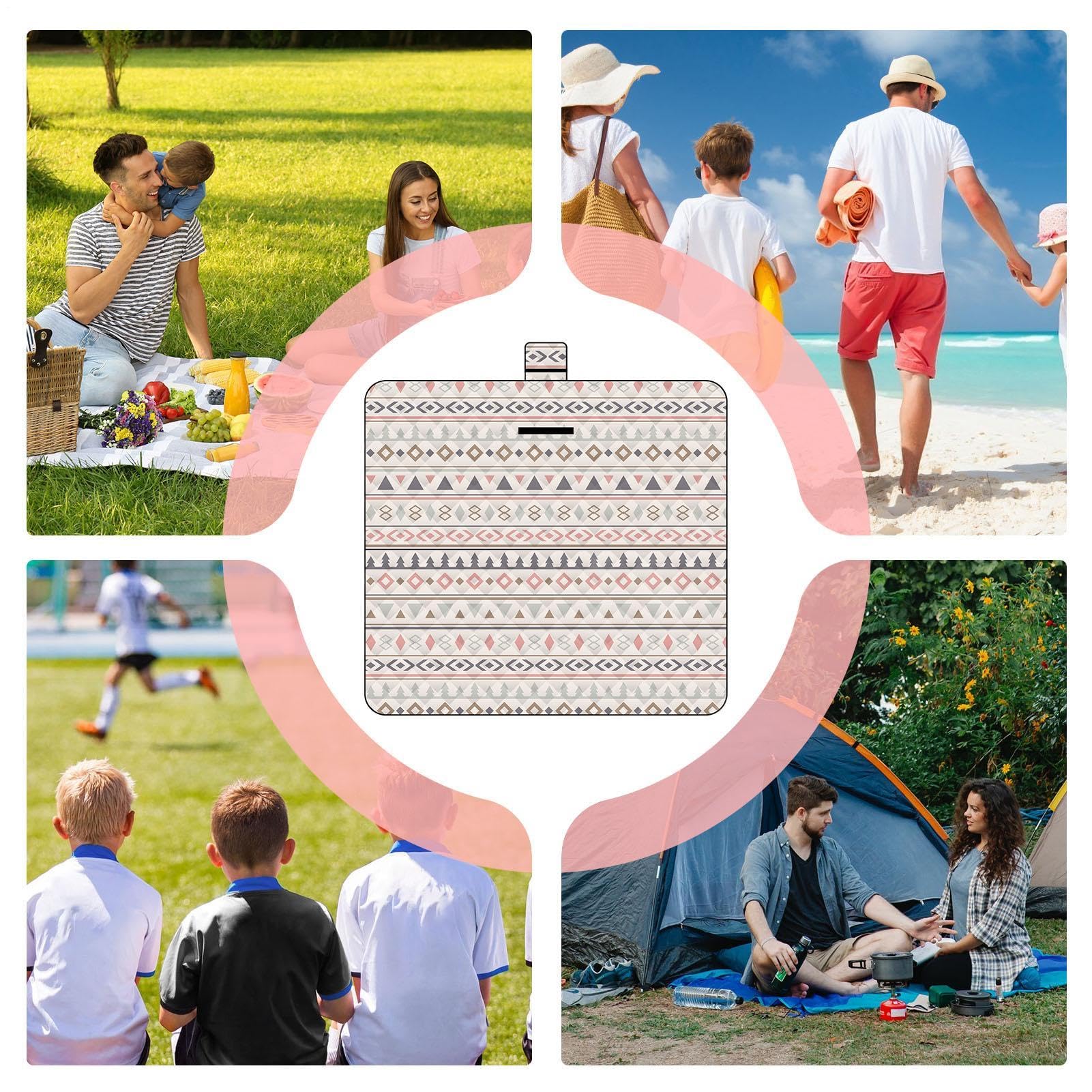 Coperta Da Spiaggia Stuoia Pieghevole 200 x 200 cm Antisabbia E | Tappetino da picnic a 3 Per Esterni Campeggio Viaggio Giardino Prato Inglese Patio Festival